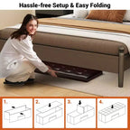 Banc de rangement pliant Costway 43 pouces avec poche latérale Coffre de rangement Marron/Gris/Gris foncé/Noir/Blanc