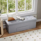 Banc de rangement pliant Costway 43 pouces avec poche latérale Coffre de rangement Marron/Gris/Gris foncé/Noir/Blanc