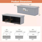 Banc de rangement pliant Costway 43 pouces avec poche latérale Coffre de rangement Marron/Gris/Gris foncé/Noir/Blanc
