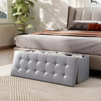 Banc de rangement pliant Costway 43 pouces avec poche latérale Coffre de rangement Marron/Gris/Gris foncé/Noir/Blanc