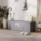 Banc de rangement pliant Costway 43 pouces avec poche latérale Coffre de rangement Marron/Gris/Gris foncé/Noir/Blanc