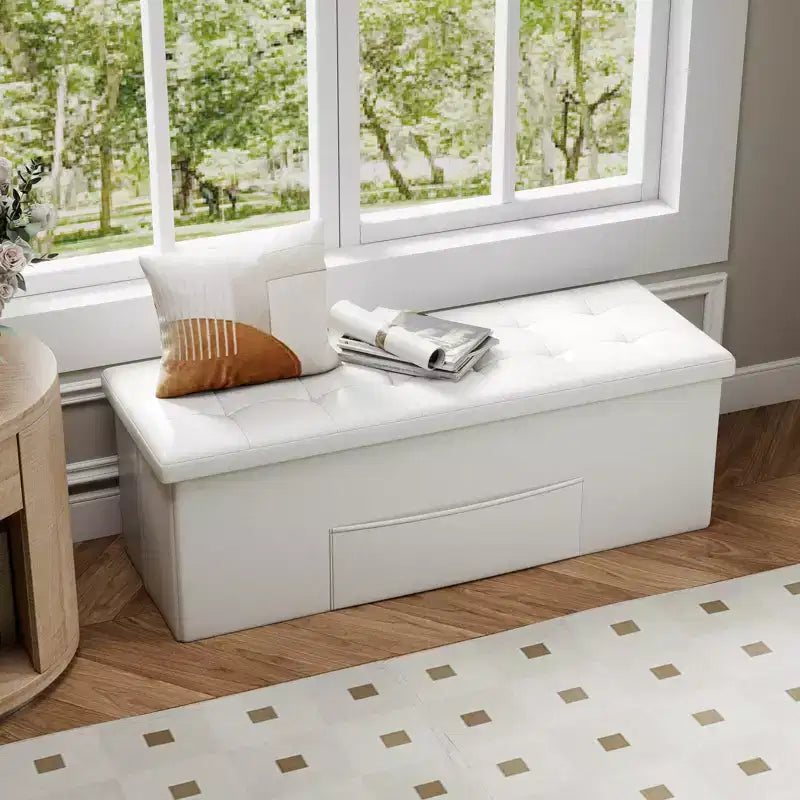 Banc de rangement pliant Costway 43 pouces avec poche latérale Coffre de rangement Marron/Gris/Gris foncé/Noir/Blanc