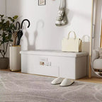 Banc de rangement pliant Costway 43 pouces avec poche latérale Coffre de rangement Marron/Gris/Gris foncé/Noir/Blanc