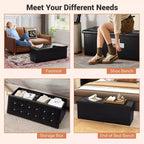 Banc de rangement pliant Costway 43 pouces avec poche latérale Coffre de rangement Marron/Gris/Gris foncé/Noir/Blanc
