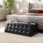 Banc de rangement pliant Costway 43 pouces avec poche latérale Coffre de rangement Marron/Gris/Gris foncé/Noir/Blanc