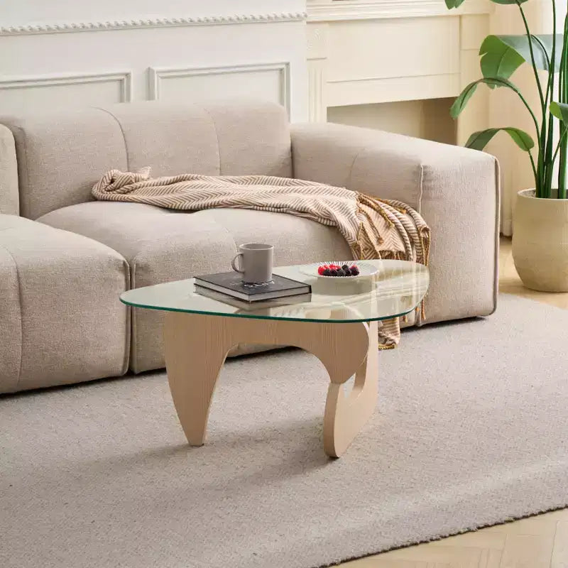 Table basse de salon moderne de style ferme Mid-Century en noyer