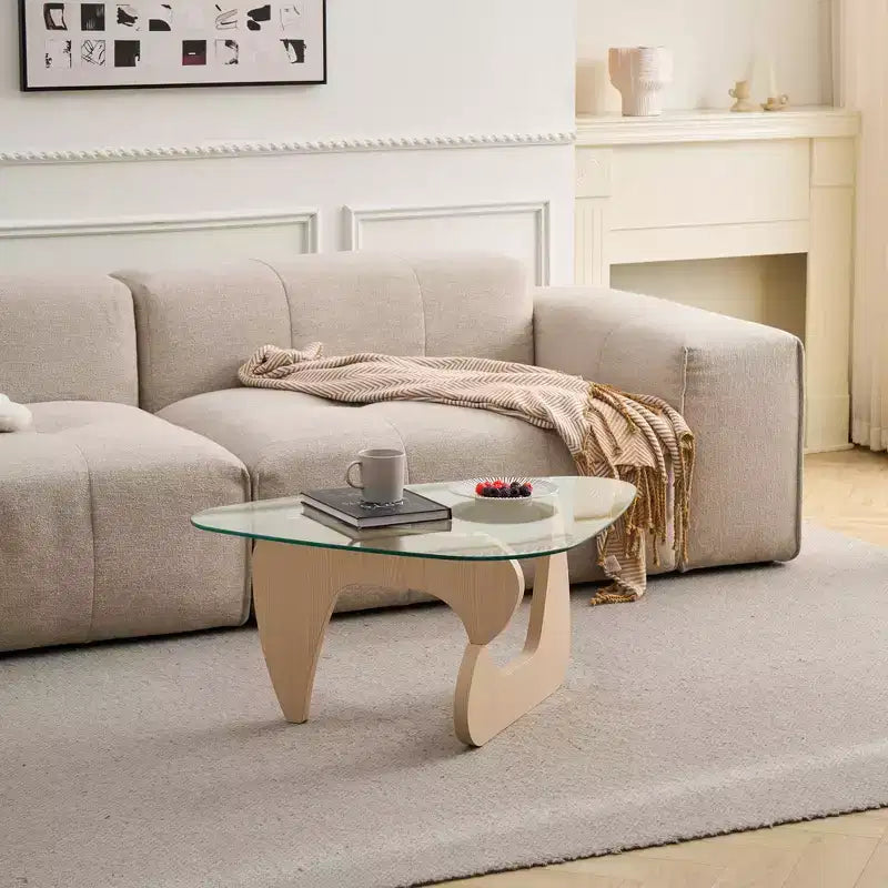Table basse de salon moderne de style ferme Mid-Century en noyer