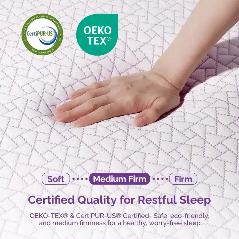 Matelas Sersper 12 Rayon en mousse à mémoire de forme et gel rafraîchissant au charbon de bambou - Compatible avec sommier tapissier, sommier à ressorts ou sommier à lattes
