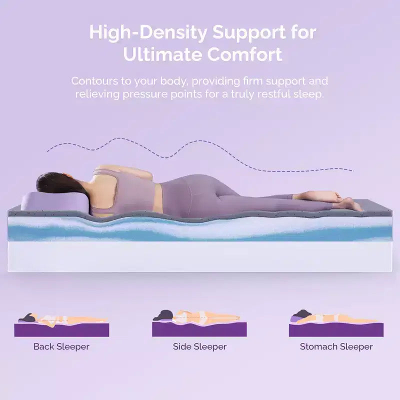 Matelas Sersper 12 Rayon en mousse à mémoire de forme et gel rafraîchissant au charbon de bambou - Compatible avec sommier tapissier, sommier à ressorts ou sommier à lattes