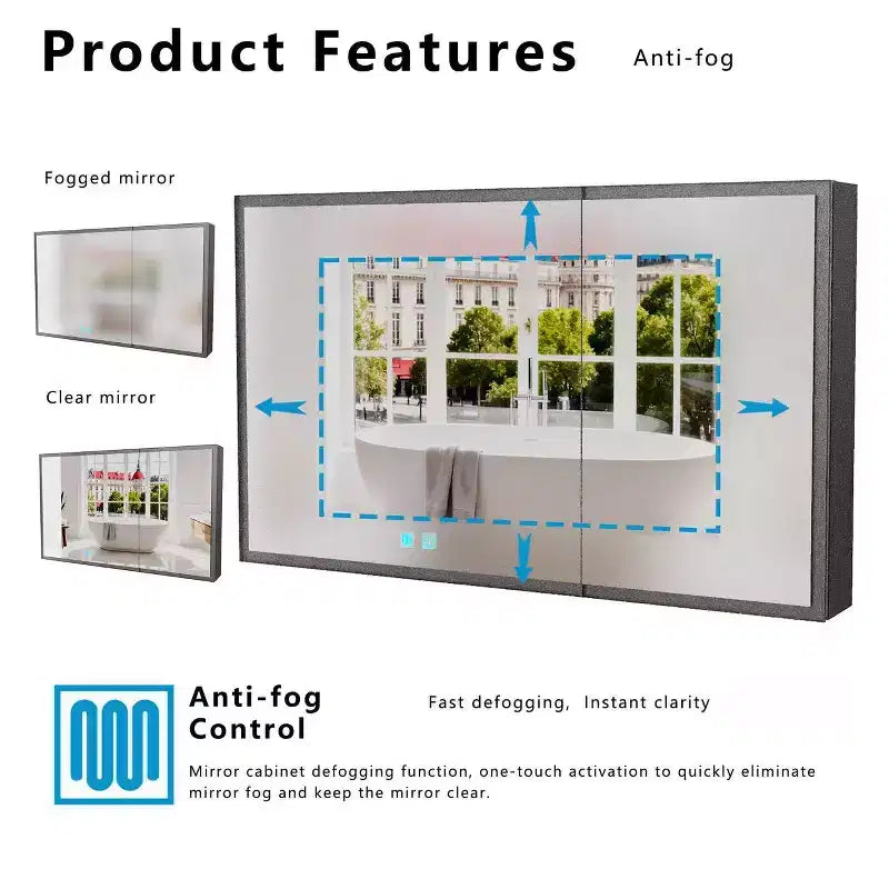 Armoire de toilette en aluminium FAMYYT de 35 po l. x 24 po H avec miroir et éclairage, antibuée, facile à installer