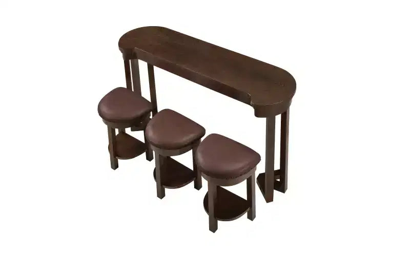 Ensemble de bar 4 pièces avec 3 tabourets rembourrés en PU, table de salle à manger hauteur comptoir, ensemble petit-déjeuner peu encombrant pour cuisine, salle à manger, expresso