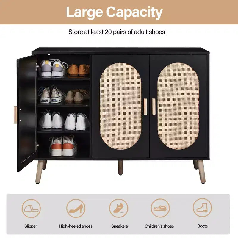 Meuble à chaussures Karl Home moderne en rotin pour 24 paires