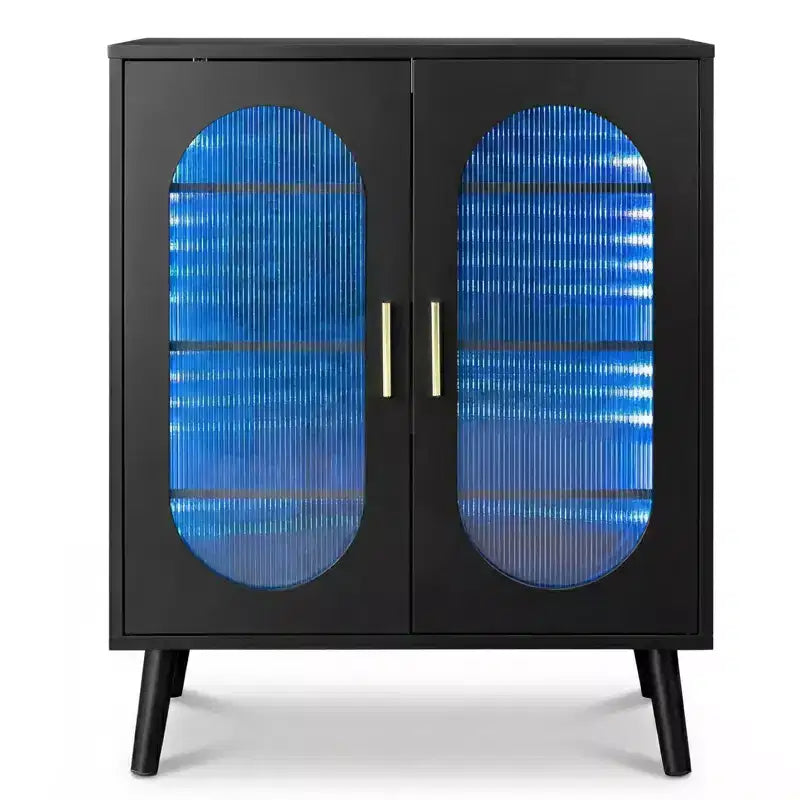 Meuble à chaussures surélevé avec panneau solaire et 2 portes Karl Home, LED 7 couleurs USB, 4 niveaux, 68 cm (L)