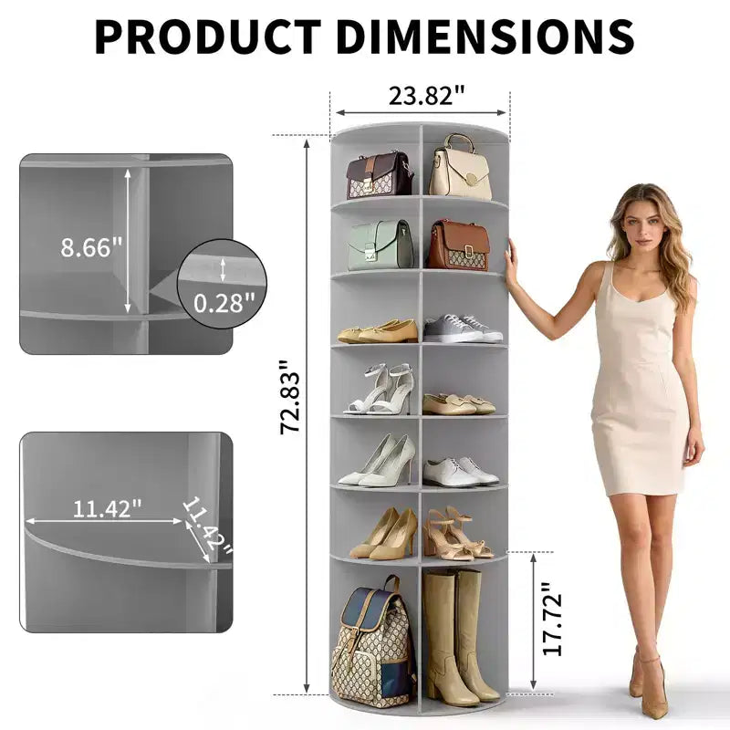Karl Home Meuble à Chaussures WPC Rotatif à 360° à 7 Niveaux, Hauteur 72,4 po