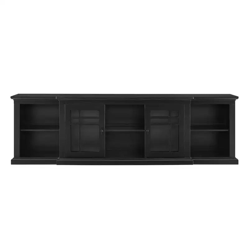 Meuble TV de style transitionnel avec 2 portes vitrées pour téléviseurs jusqu'à 85 pouces
