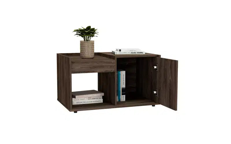 Conçue à la fois pour le style et la fonctionnalité, cette table basse en velours, dotée d'une étagère ouverte et d'une armoire à porte unique, est une table de chevet compacte qui permet de garder.