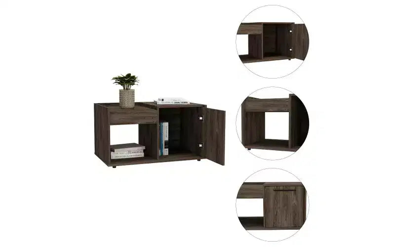 Conçue à la fois pour le style et la fonctionnalité, cette table basse en velours, dotée d'une étagère ouverte et d'une armoire à porte unique, est une table de chevet compacte qui permet de garder.