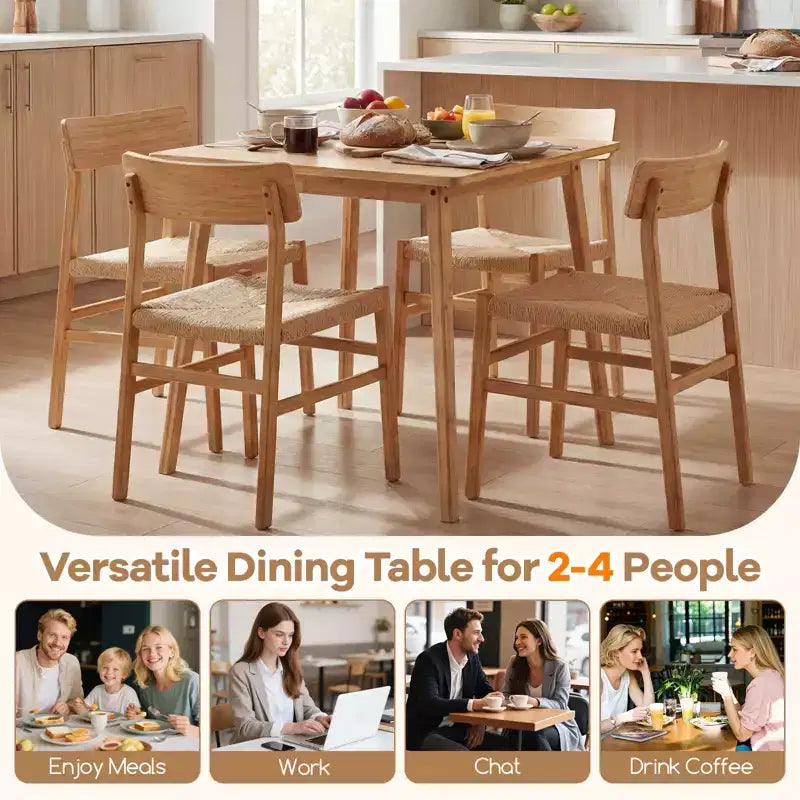 Costway Table à manger carrée en bambou de 27,5 po pour 2-4 personnes pour salle à manger