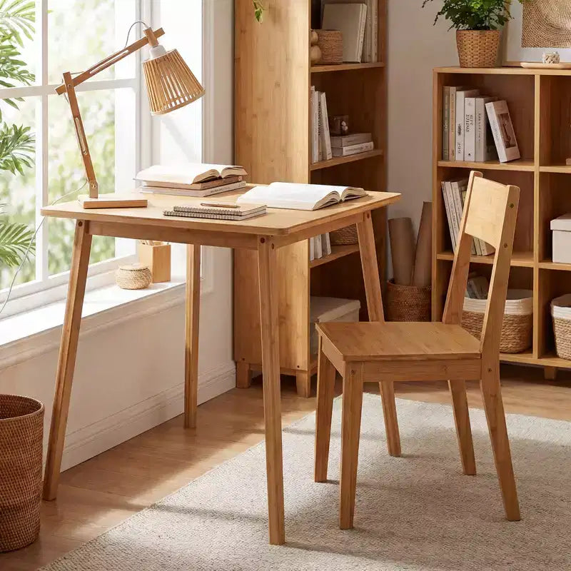 Costway Table à manger carrée en bambou de 27,5 po pour 2-4 personnes pour salle à manger