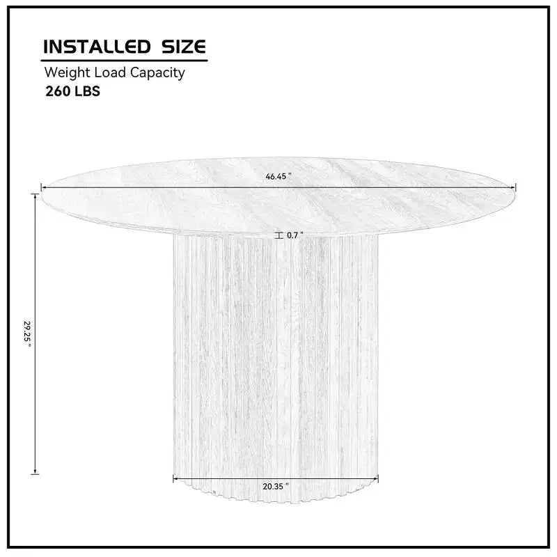 JVNOXK 46.45 Table à manger ronde en MDF de style Mid-Century Modern, noire