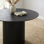 JVNOXK 46.45 Table à manger ronde en MDF de style Mid-Century Modern, noire