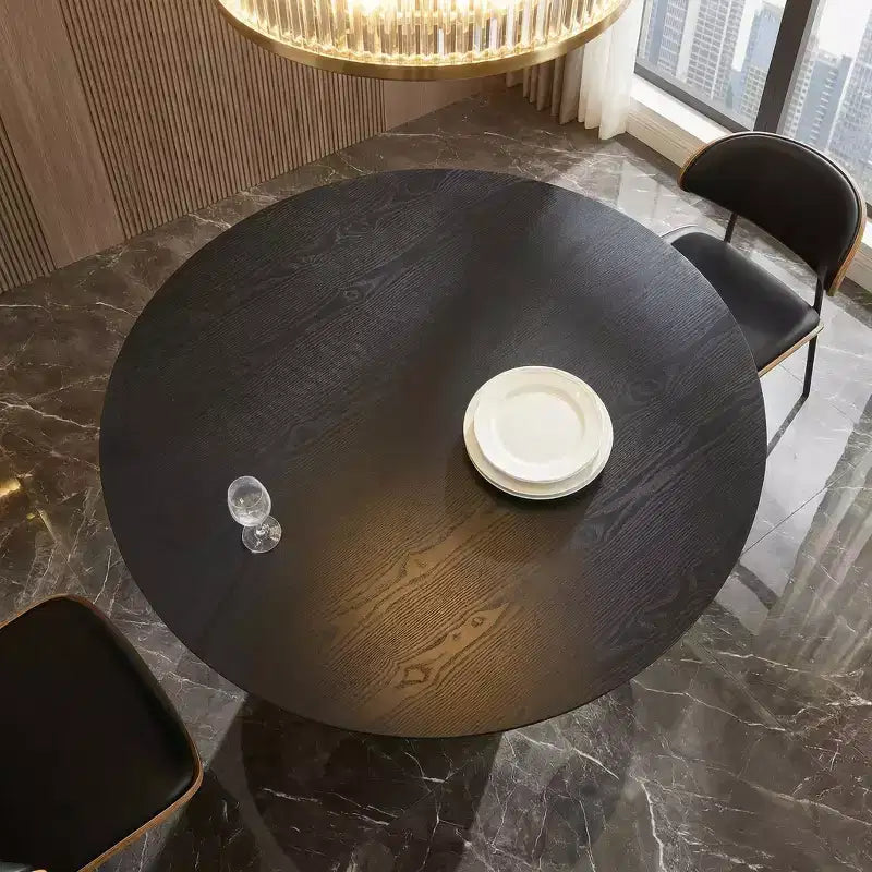 JVNOXK 46.45 Table à manger ronde en MDF de style Mid-Century Modern, noire