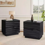 Solid Wood Natural Solid Wood 2 Drawer Nightstand for Bedroom Living Room