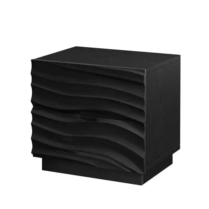 Table de chevet à 2 tiroirs en bois massif naturel pour chambre à coucher et salon