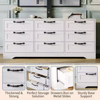Meuble TV avec support pour téléviseur de 55 pouces, commode à 9 tiroirs, centre de divertissement avec rangement, meuble console média moderne en bois pour salon et chambre