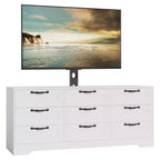 Meuble TV avec support pour téléviseur de 55 pouces, commode à 9 tiroirs, centre de divertissement avec rangement, meuble console média moderne en bois pour salon et chambre