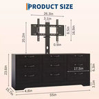 Meuble TV avec support pour téléviseur de 55 pouces, commode à 9 tiroirs, centre de divertissement avec rangement, meuble console média moderne en bois pour salon et chambre