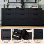 Meuble TV avec support pour téléviseur de 55 pouces, commode à 9 tiroirs, centre de divertissement avec rangement, meuble console média moderne en bois pour salon et chambre