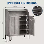 Meuble à chaussures moderne à 4 niveaux en bois avec 3 étagères réglables, meuble d'entrée autoportant pour couloir