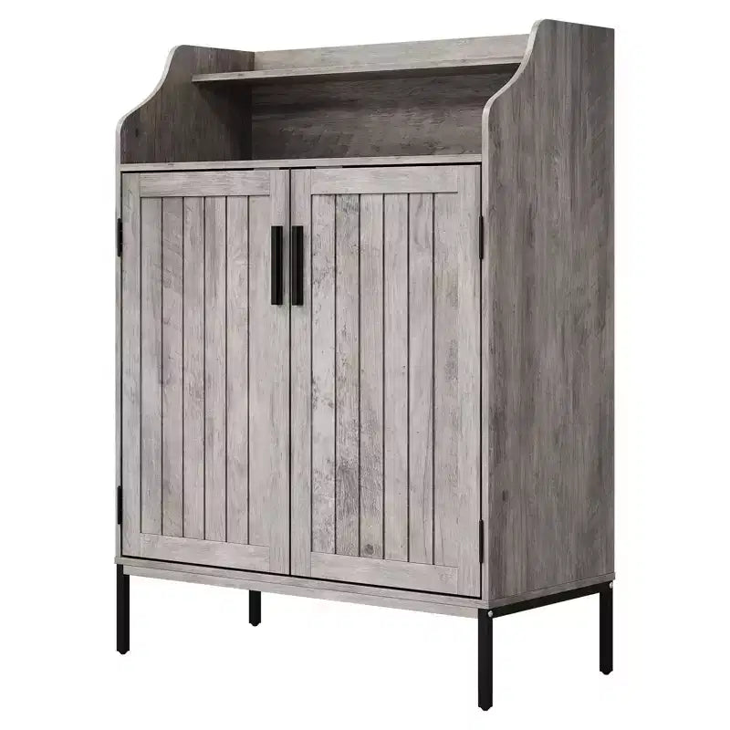 Meuble à chaussures moderne à 4 niveaux en bois avec 3 étagères réglables, meuble d'entrée autoportant pour couloir