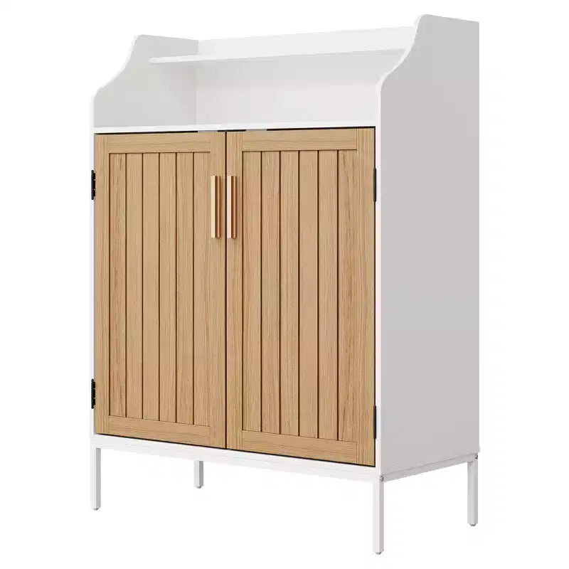 Meuble à chaussures moderne à 4 niveaux en bois avec 3 étagères réglables, meuble d'entrée autoportant pour couloir