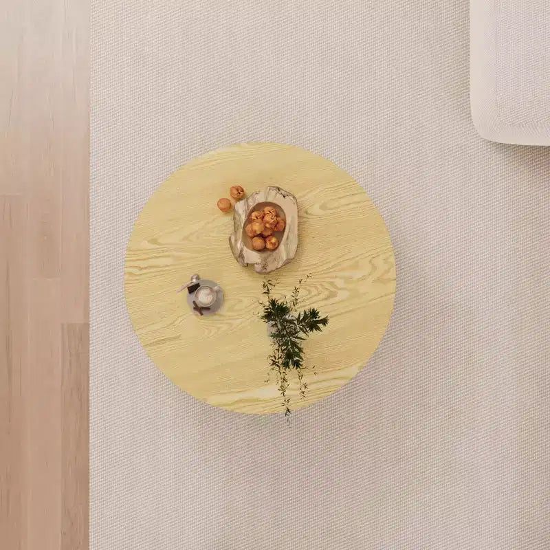 Table basse circulaire moderne en MDF de 29,53 pouces, avec motif à rayures circulaires et espace de rangement, pour la maison et la cuisine