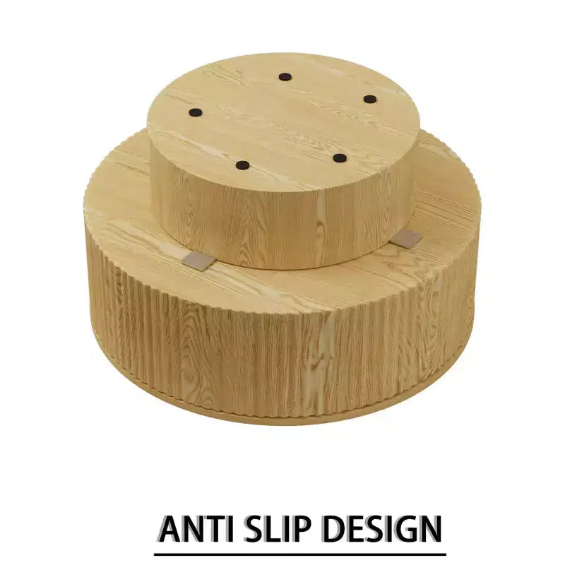 Table basse circulaire moderne en MDF de 29,53 pouces, avec motif à rayures circulaires et espace de rangement, pour la maison et la cuisine