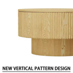 Table basse circulaire moderne en MDF de 29,53 pouces, avec motif à rayures circulaires et espace de rangement, pour la maison et la cuisine