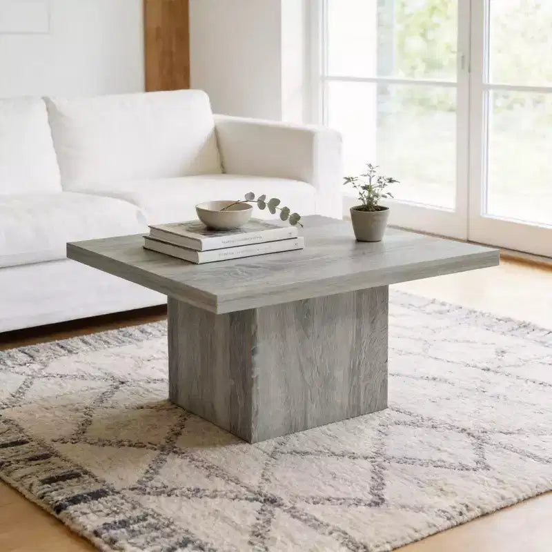 Table basse carrée HOMCOM, table basse avec plateau de 4 cm d'épaisseur, 80x80 cm