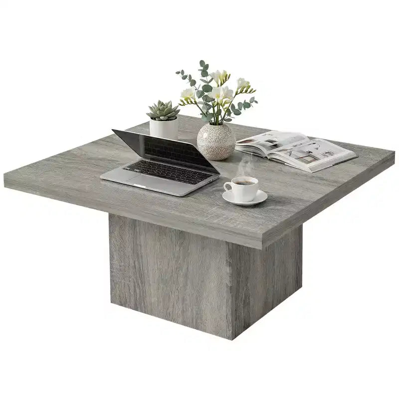Table basse carrée HOMCOM, table basse avec plateau de 4 cm d'épaisseur, 80x80 cm