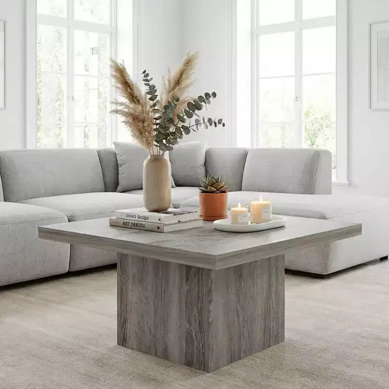 Table basse carrée HOMCOM, table basse avec plateau de 4 cm d'épaisseur, 80x80 cm
