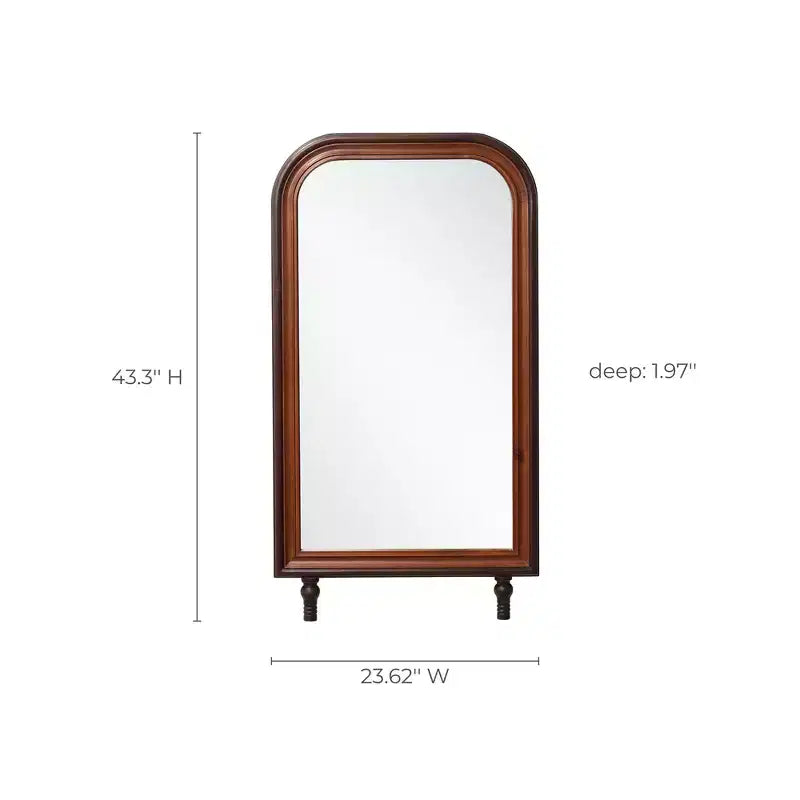 LuxenHome Miroir mural rectangulaire arrondi moderne avec cadre en bois de pin, 109,98 cm H x 60 cm L, grand miroir décoratif à cadre en bois marron