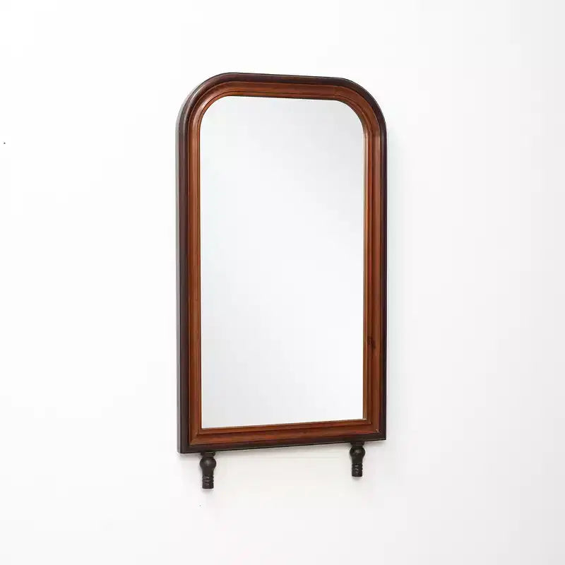 LuxenHome Miroir mural rectangulaire arrondi moderne avec cadre en bois de pin, 109,98 cm H x 60 cm L, grand miroir décoratif à cadre en bois marron