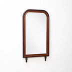 LuxenHome Miroir mural rectangulaire arrondi moderne avec cadre en bois de pin, 109,98 cm H x 60 cm L, grand miroir décoratif à cadre en bois marron