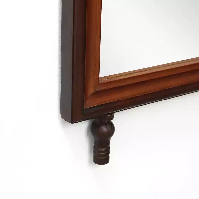 LuxenHome Miroir mural rectangulaire arrondi moderne avec cadre en bois de pin, 109,98 cm H x 60 cm L, grand miroir décoratif à cadre en bois marron