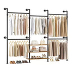 Besiost Portant à Vêtements Industriel en Tuyaux, Système de Rangement Mural de 2,2 à 3,3 m