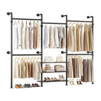 Besiost Portant à Vêtements Industriel en Tuyaux, Système de Rangement Mural de 2,2 à 3,3 m