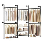 Besiost Portant à Vêtements Industriel en Tuyaux, Système de Rangement Mural de 2,2 à 3,3 m