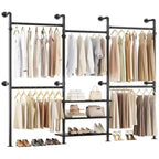 Besiost Portant à Vêtements Industriel en Tuyaux, Système de Rangement Mural de 2,2 à 3,3 m