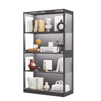 Vitrine en verre avec portes, meuble de curiosités à 4 niveaux avec lumières LED 3 couleurs, ports de chargement et détecteur de mouvement
